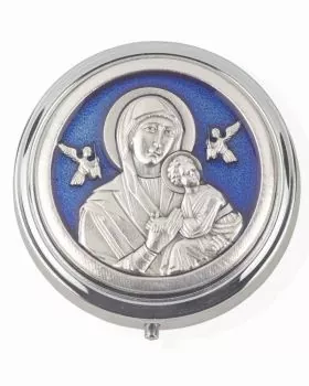 Rosenkranzdose 6 cm Ø Madonna immerwährende Hilfe