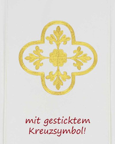 Preview: Kasel creme mit Innenstola gesticktes Kreuzsymbol
