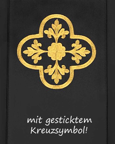 Preview: Kasel schwarz, Innenstola gesticktes Kreuzsymbol