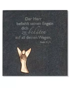 Schieferplatte 145 x145 mm mit Psalm, Schutzengel