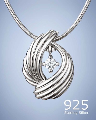 Evrah Anhänger 17x12 mm Sterling Silber rhodiniert Zirkonia