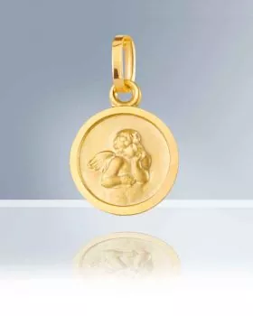 Schutzengel Anhänger Gold 333 Medaille 10 mm Ø
