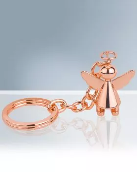 Schlüsselanhänger Edelstahl Schutzengel rosegold