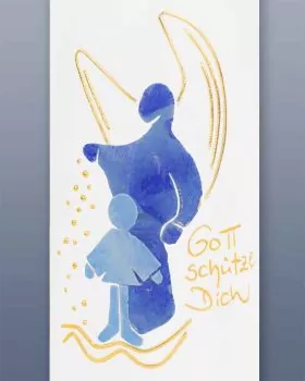 Taufkerze Engel blau für Jungen 225 x 70 mm