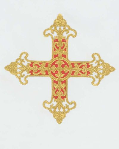 Segensvelum 300 x 50 cm weiß mit gotischem Kreuz