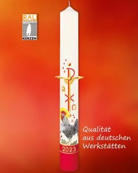 Osterkerze 800 x 80 mm "Seid Wachsam" PX mit Hahn