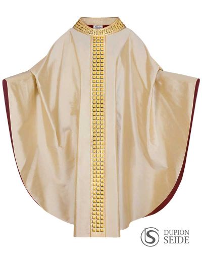 Kasel gold mit Mittelstab und Innenstola 135 cm