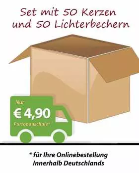 50 Friedenslichter mit Becher RAL Kerzen 60 x 50 mm
