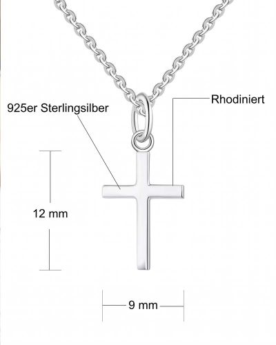 Preview: Kreuzanhänger 9x13 mm 925 Sterling Silber mit Kette