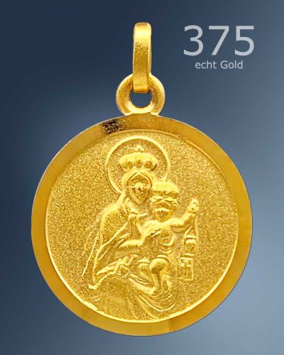 Preview: Skapuliermedaille Jesu/Maria 12 mm Ø 8 ct Gold 333