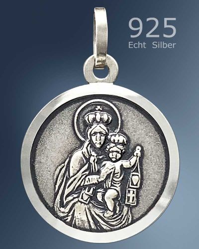 Preview: Skapuliermedaille Jesu/Maria 16 mm Ø 925 Sterling Silber