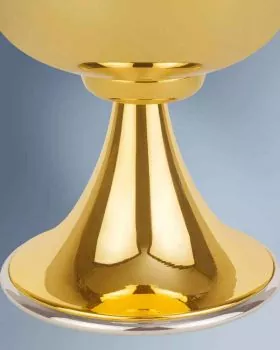 Ziborium vergoldet 14 cm Ø 16 cm Plexiglas Segment Deckel
