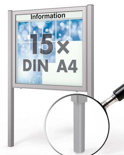 Standbeine 2 m für Premium-Schaukasten, rund