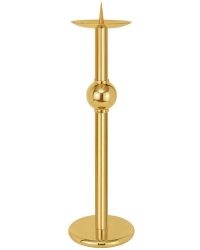 Akolythenleuchter 70 cm hoch mit Kugel-Nodus Messing