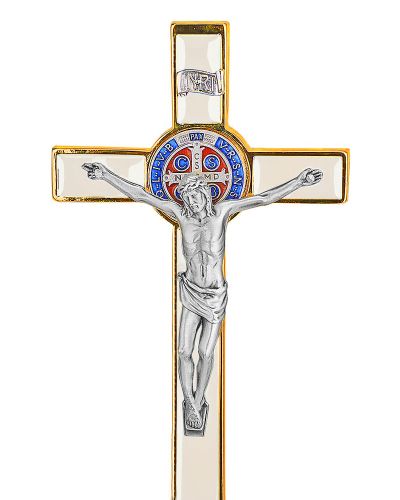 Preview: Stehkreuz mit Christuskörper Emaillack 20,5 x 9,5 cm