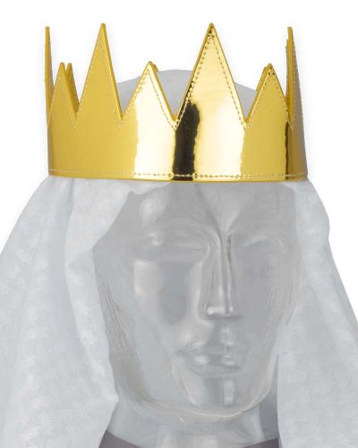 Preview: Sternsingerkrone verstellbar Gold mit weißem Tuch