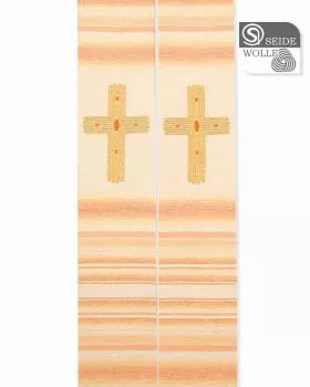 Priesterstola Seide & Wolle 140 cm Kreuz gold gestickt