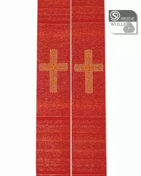 Priesterstola rot, mit Lurex, 160cm Kreuze goldgestickt