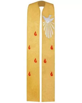 Stola gold mit gesticktem Heilig Geist Symbol 130 cm
