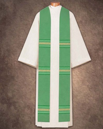 Priesterstola grün, Handwebstoff, Streifendesign 150 cm lang