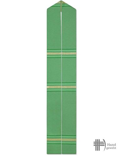 Preview: Priesterstola grün, Handwebstoff, Streifendesign 150 cm lang