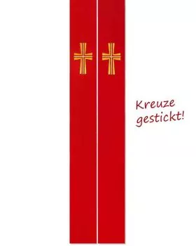 Priesterstola rot 138 cm gold gestickte Kreuzsymbolik
