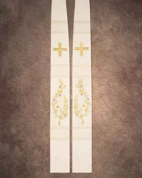 Stola weiß mit Kreuz und gesticktem Olivenzweig