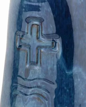Taufgarnitur blau Edelklinker Symbolik Kreuz & Wasser