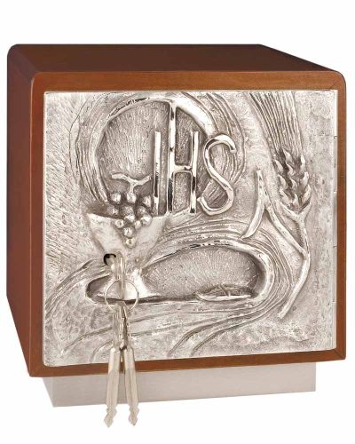 Tabernakel Türrelief IHS Holzkorpus 20x18x18 cm