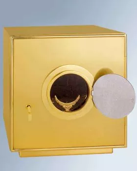 Tabernakel IHS mit Lununla 25 x 25 x 25 cm vergoldet