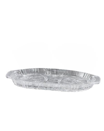 Messkännchentablett 24 x 12,5 cm oval, aus faccetiertem Glas