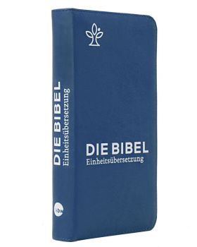 Taschenbibel klein 177 x 94 mm mit blauem Reißverschlussetui