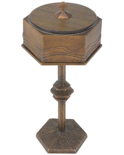 Taufbecken aus Bronze auf Bronzesockel 88 cm hoch
