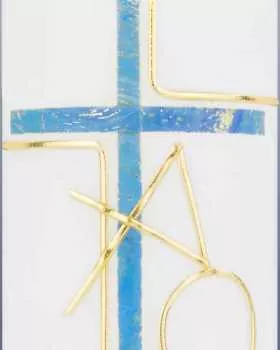 Taufkerze Kreuz des Lebens blau 265 x 50 mm schlicht
