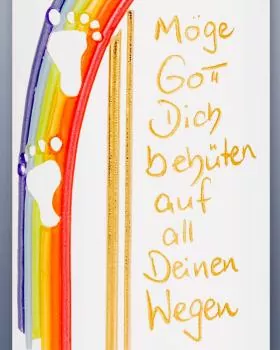 Taufkerze mit Taufspruch 265 x 60 mm Regenbogen A&O