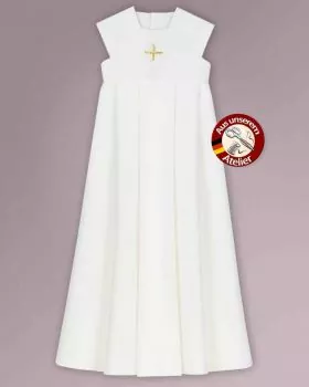 Taufkleid Trevira & Wolle 90 cm lang, mit Goldkreuz