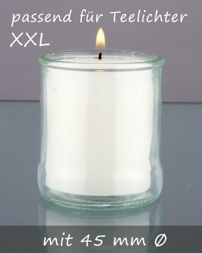 Glafey Teelichtglas XXL für Teelichter mit 36 Std.