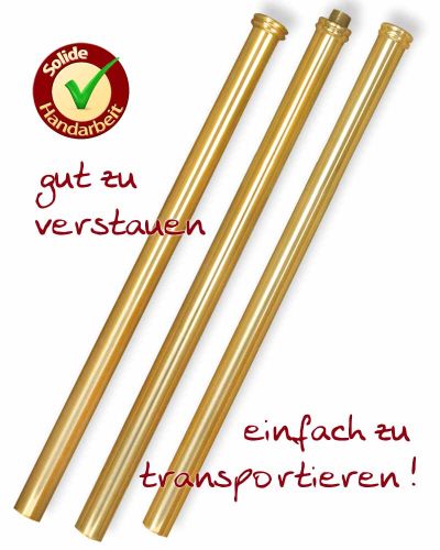 Messingstange poliert 3-teilig 170 cm lang, für Nikolausstab