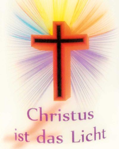 Preview: 12 Osterkerzen 150 x 50 mm Christus ist das Licht