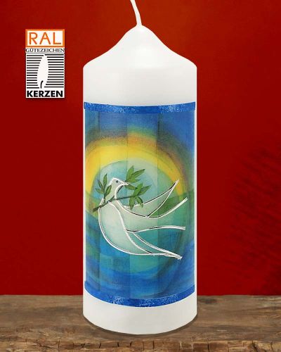 Tischkerze "Hoffnung" m. hl. Geist Taube 60 x 165 mm