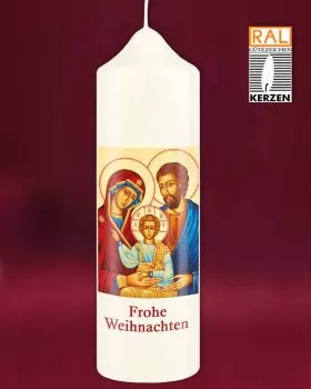 Weihnachtskerze Hl.Familie weiß 165 x 50 mm RAL