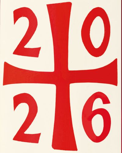 Preview: 12 Osterkerzen 150 x 50 mm mit Kreuz & Jahreszahl RAL