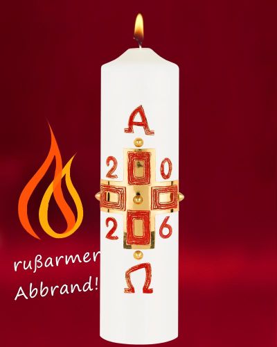 Osterkerze 300 x 80 mm goldenes Kreuz mit Nägeln