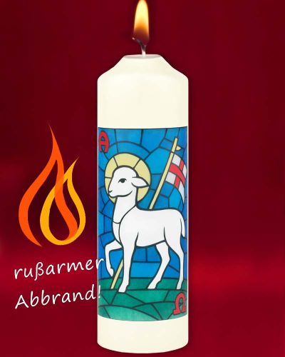Preview: Osterkerze 165 x 50 mm, Lamm Gottes A+O