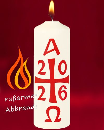 12 Osterkerzen 150 x 50 mm mit Kreuz & Jahreszahl RAL