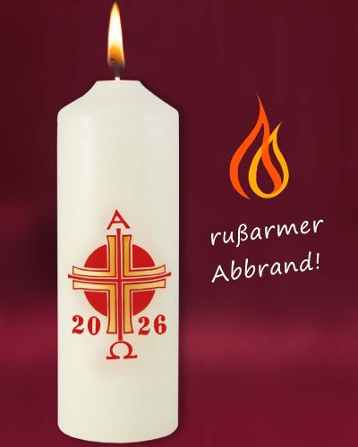 Preview: Osterkerze 180 x 60 mm A + O mit Jahreszahl