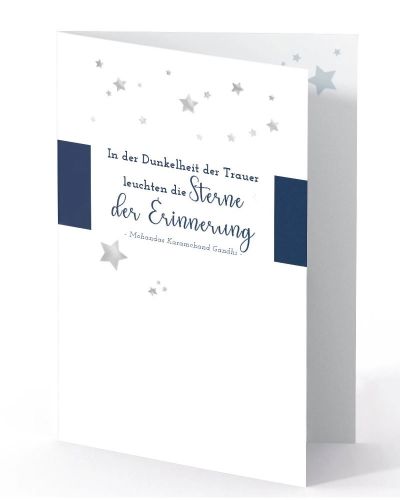 Preview: Trauerkerze "Sterne der Erinnerung" 8 x 20 cm m. Karte