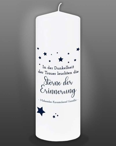 Preview: Trauerkerze "Sterne der Erinnerung" 8 x 20 cm m. Karte