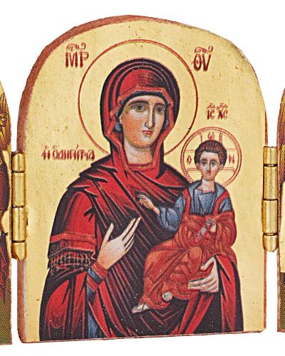Preview: Triptychon 5 x 7 cm Ikone Maria der immerwährenden Hilfe