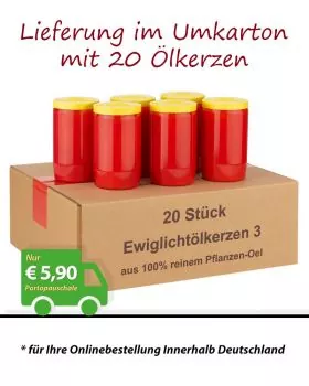 20 Grabkerzen rot 3 Tage Brenner 100% Pflanzenöl